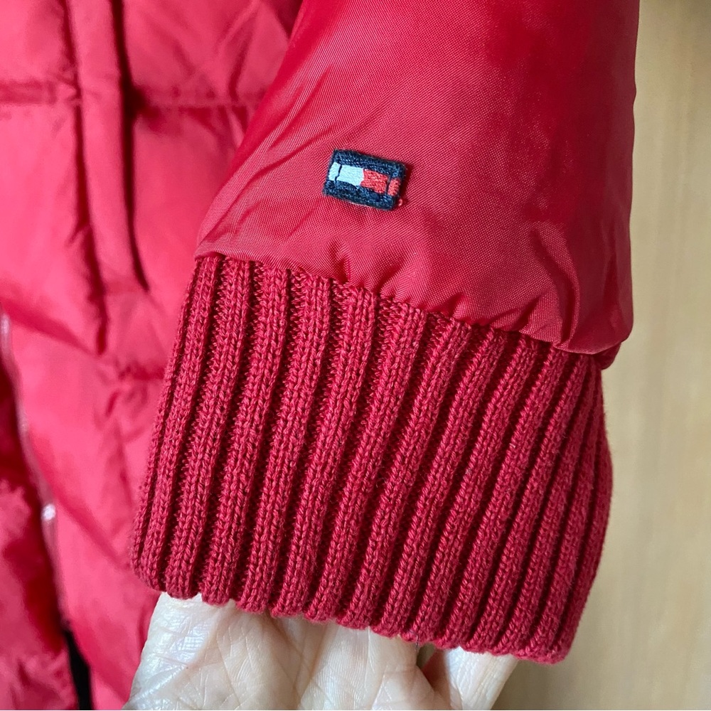 Tommy Hilfiger tommy jeans red long puffer coat with hood - Picture 2 of 6